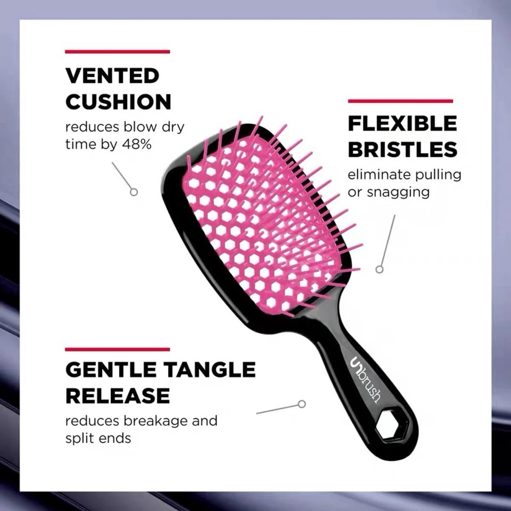 Unbrush Untangle Hairbrush by FHI Heat ~ Pink & Gray ~ NIB